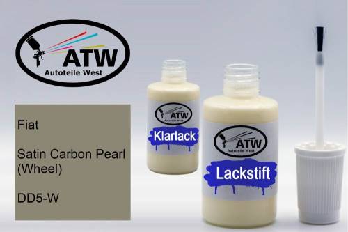 Fiat, Satin Carbon Pearl (Wheel), DD5-W: 20ml Lackstift + 20ml Klarlack - Set, von ATW Autoteile West.